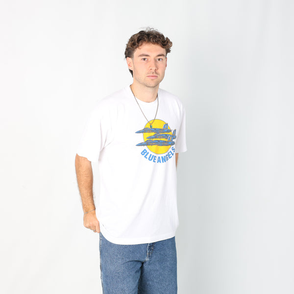 White 90s Blue Angels T-Shirt (XL)